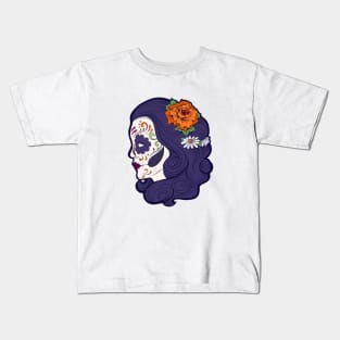 Sugar Skull Purple Blaze Design Kids T-Shirt